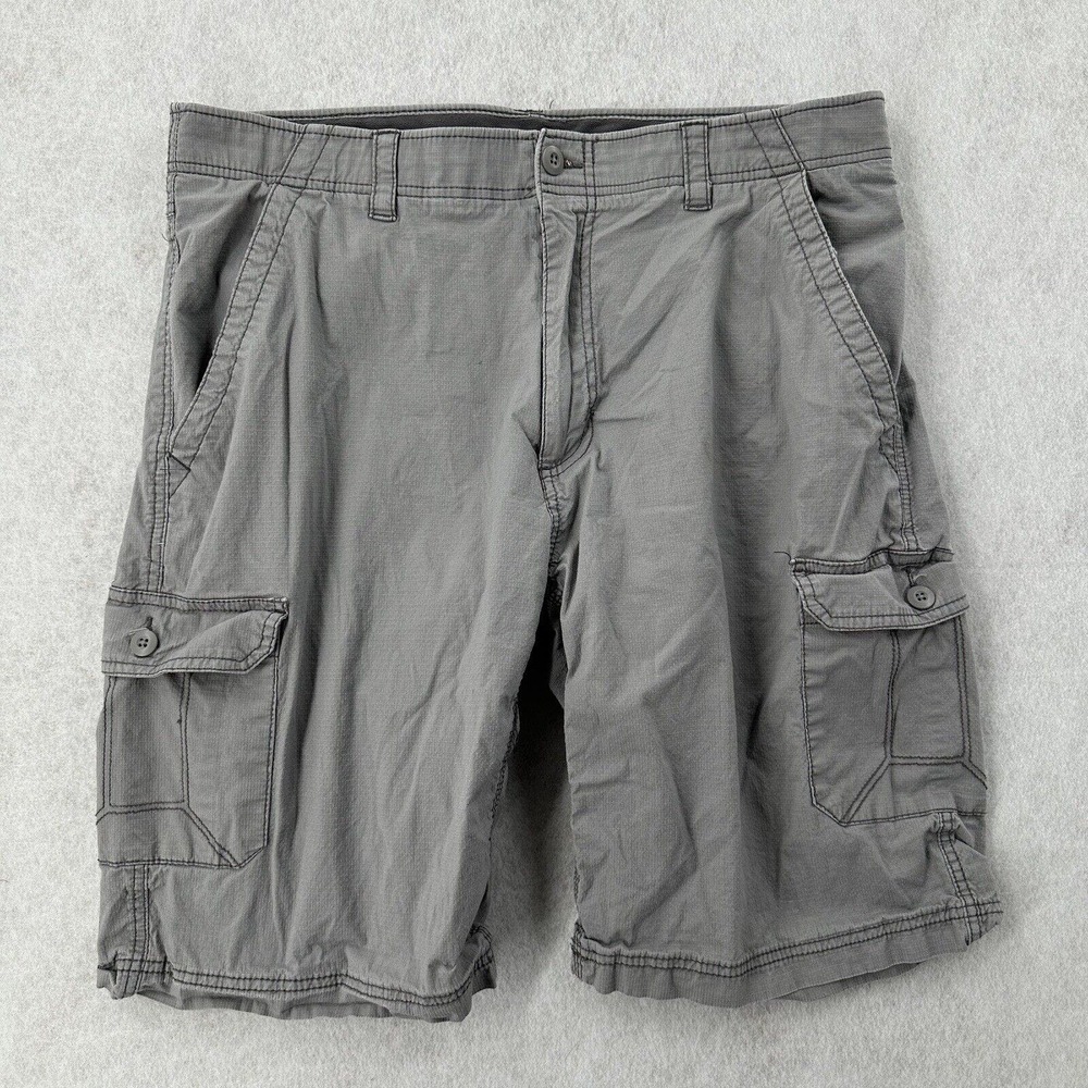 Wearfirst Cargo Shorts Mens Size 38 Grey Cotton Slash Pockets‎ Flat Front